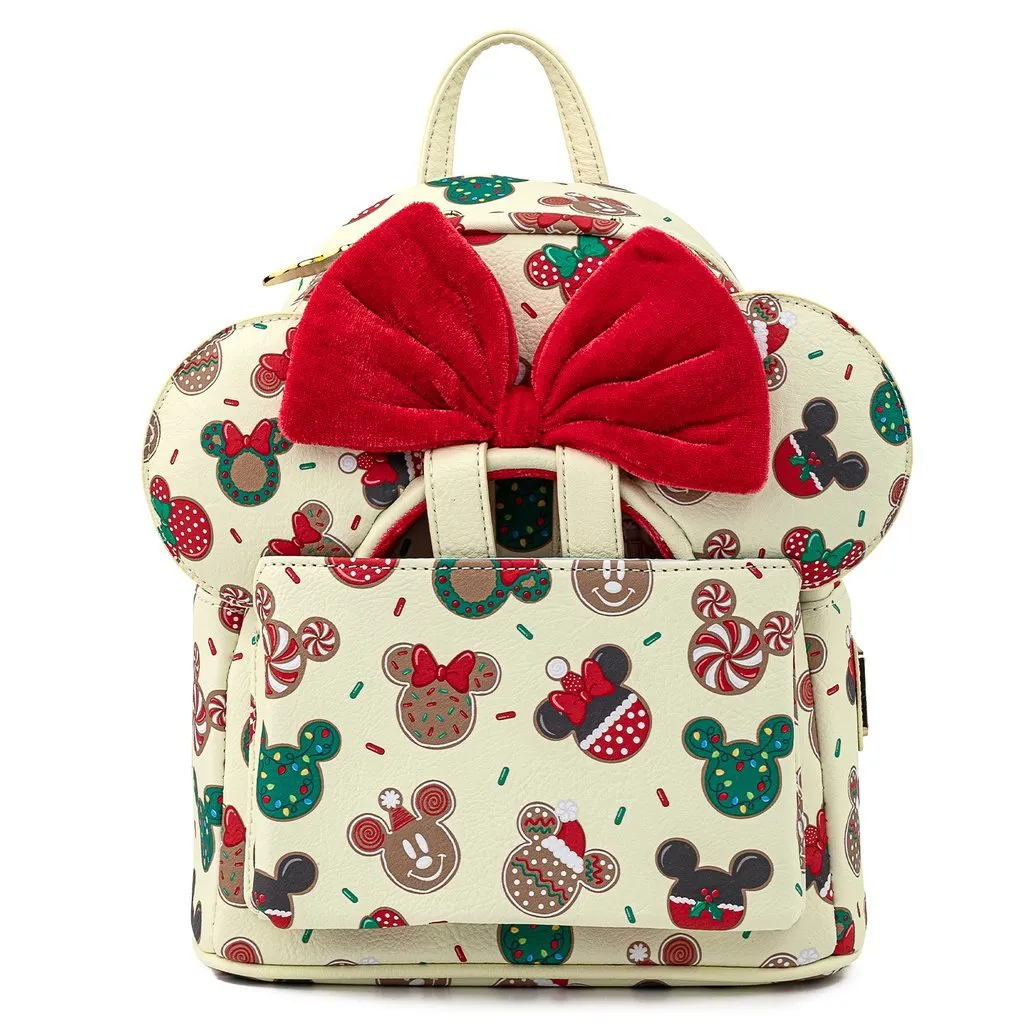 Disney Mickey & Minnie Christmas Cookie Allover Print Mini Backpack with Matching Ears