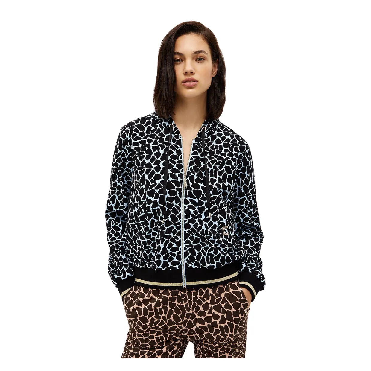 Felpa Donna Liu-Jo Sport Animalier Nero Multicolor