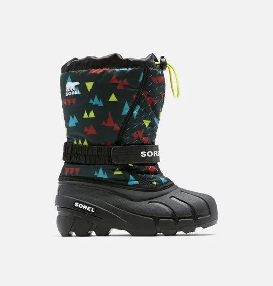 Flurry Printed Kid's Insulated Snow Boot - Black/Mountains