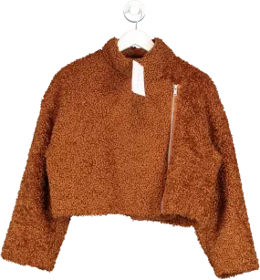 French Connection Iren Faux Fur Cropped Jacket In Glazed Ginger UK S