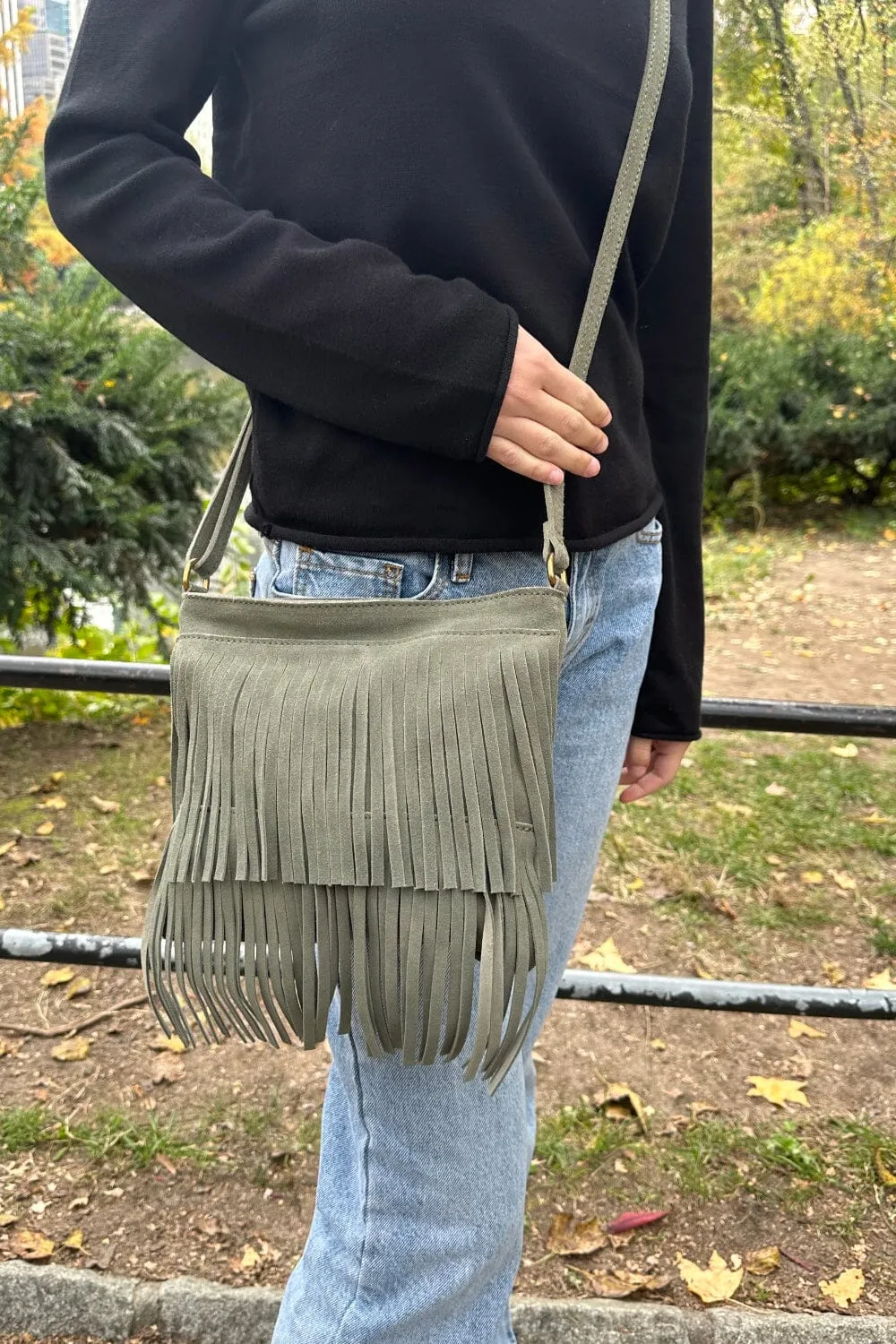 Fringe Suede Crossbody Bag