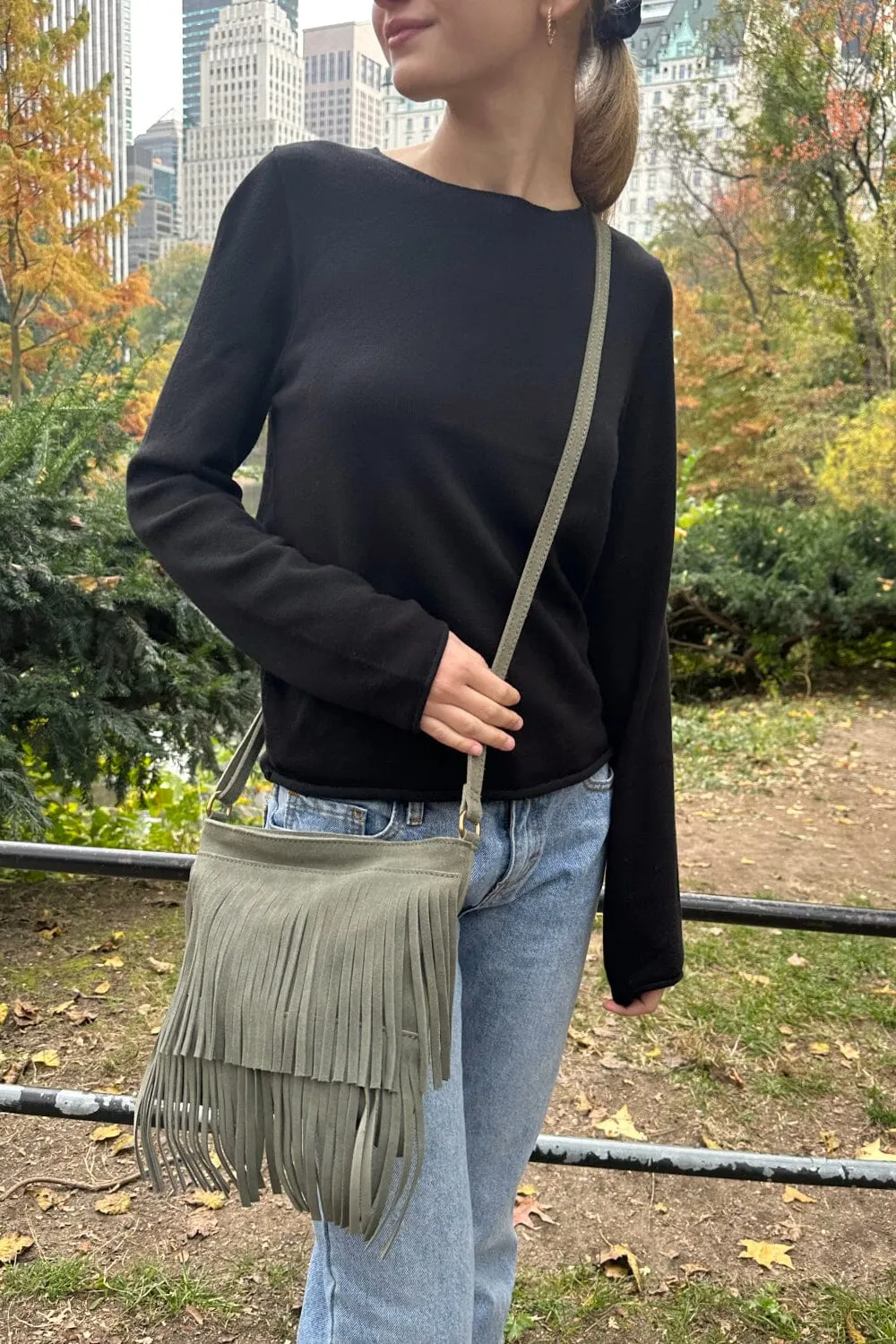 Fringe Suede Crossbody Bag