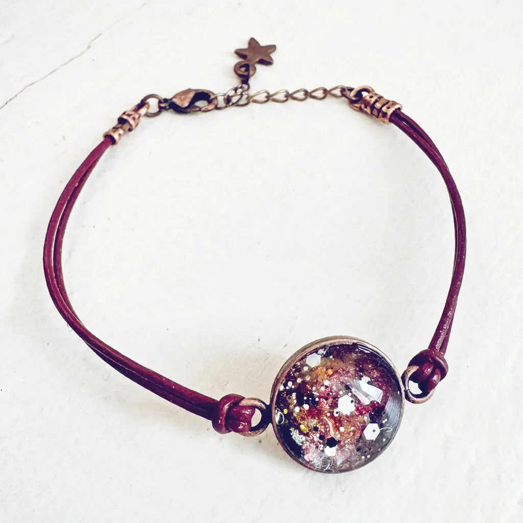 galaxy leather // sparkly celestial leather bracelet