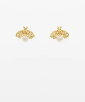 Gold & Pearl Butterfly Stud Earrings