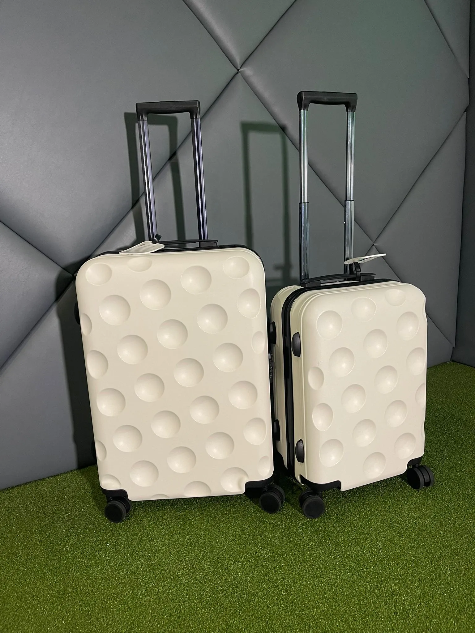 Golfbays 4 Wheel Hard Small Suitcase - Golf Ball Design