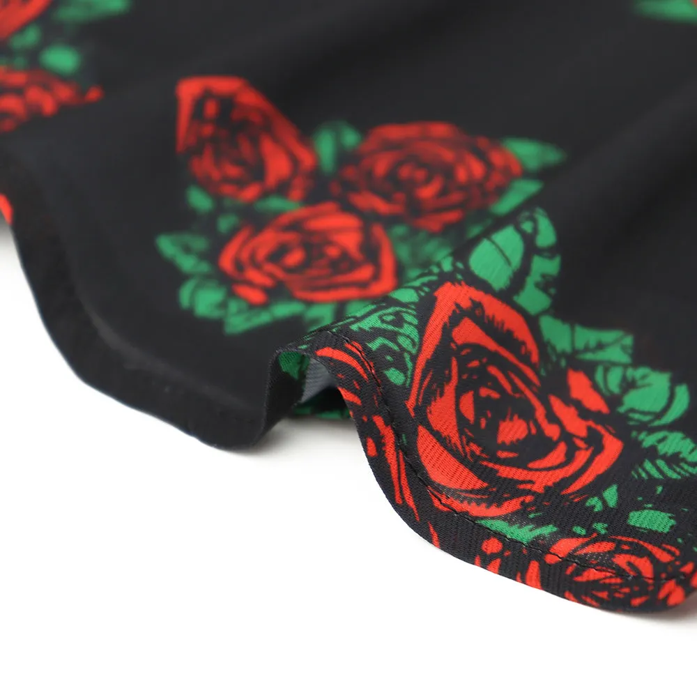 Grateful Dead | V-Neck Mini Dress | Black & Roses