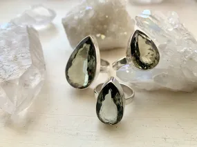 Green Amethyst Akoni Ring - Teardrop