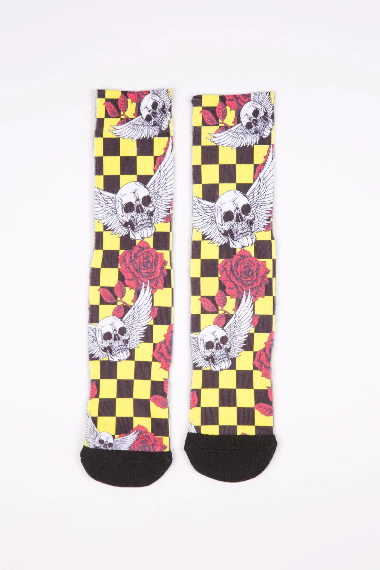 Guys Sublimated Skull Checker Print Socks