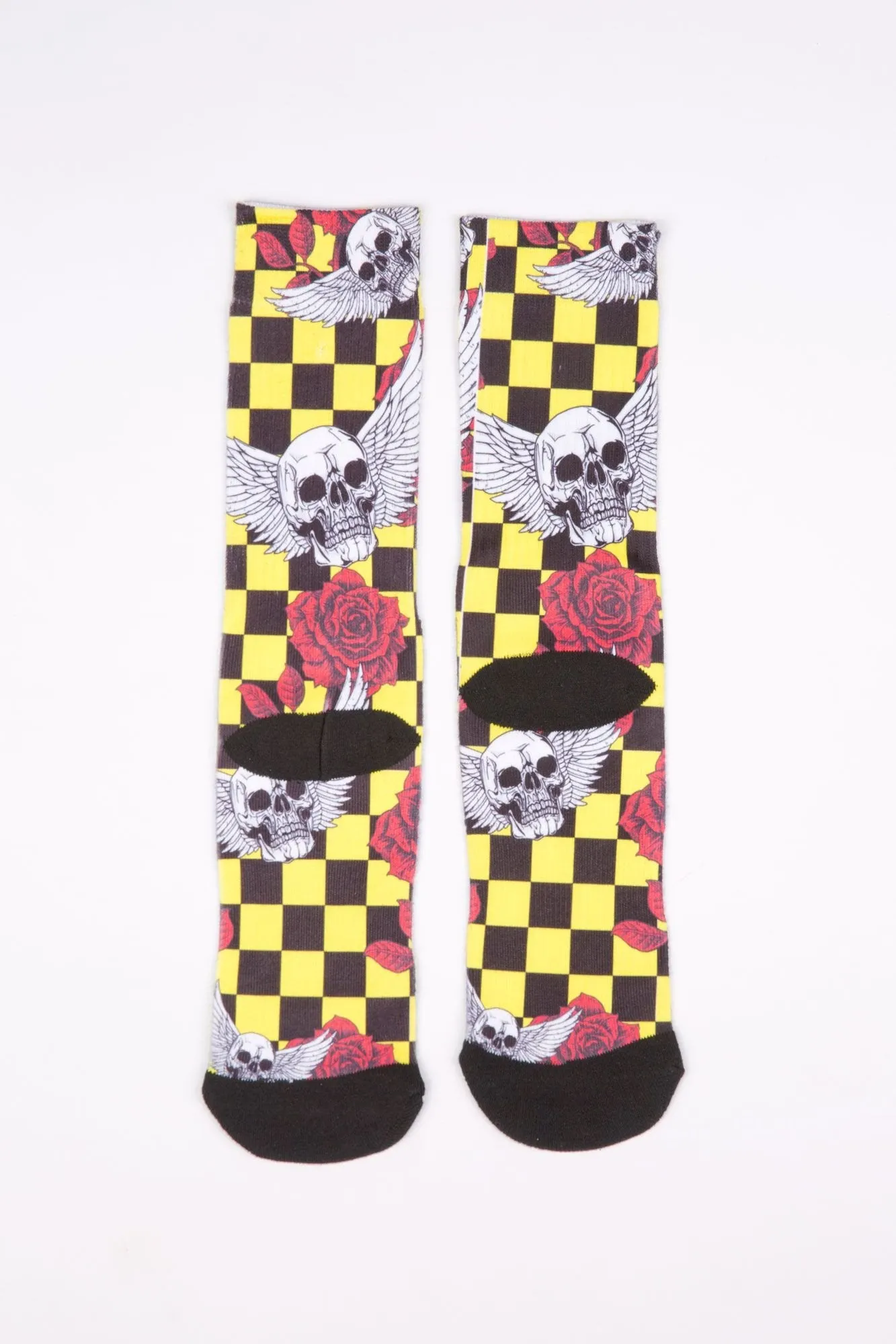 Guys Sublimated Skull Checker Print Socks