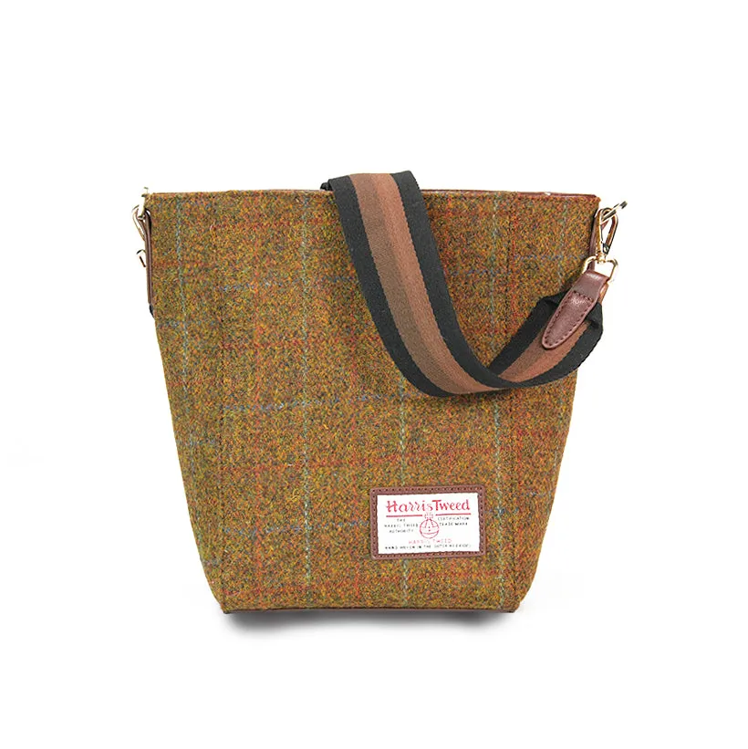 Harris Tweed wide canvas shoulder strap large capacity tote bag-i7bags