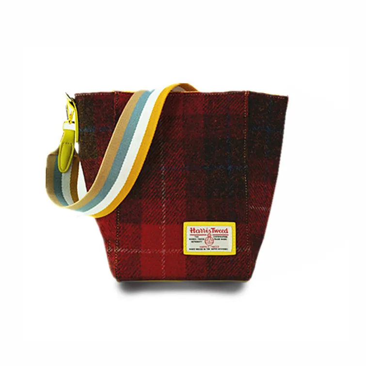 Harris Tweed wide canvas shoulder strap large capacity tote bag-i7bags