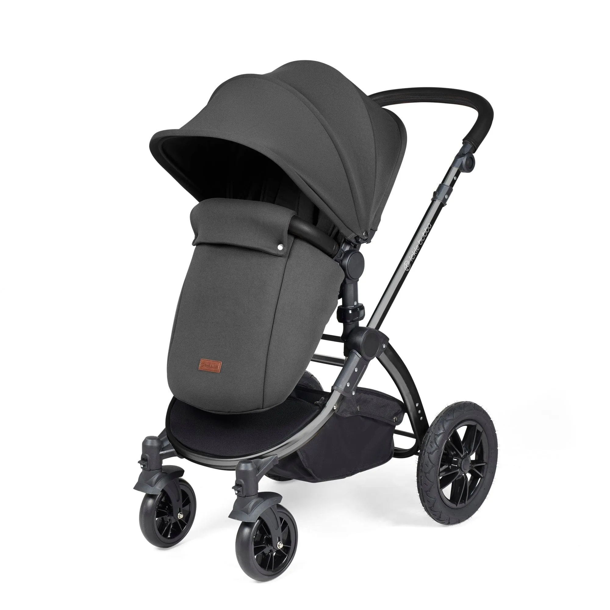 Ickle Bubba Stomp Luxe All-in-One I-Size Travel System With Isofix Base - Black / Charcoal Grey / Black