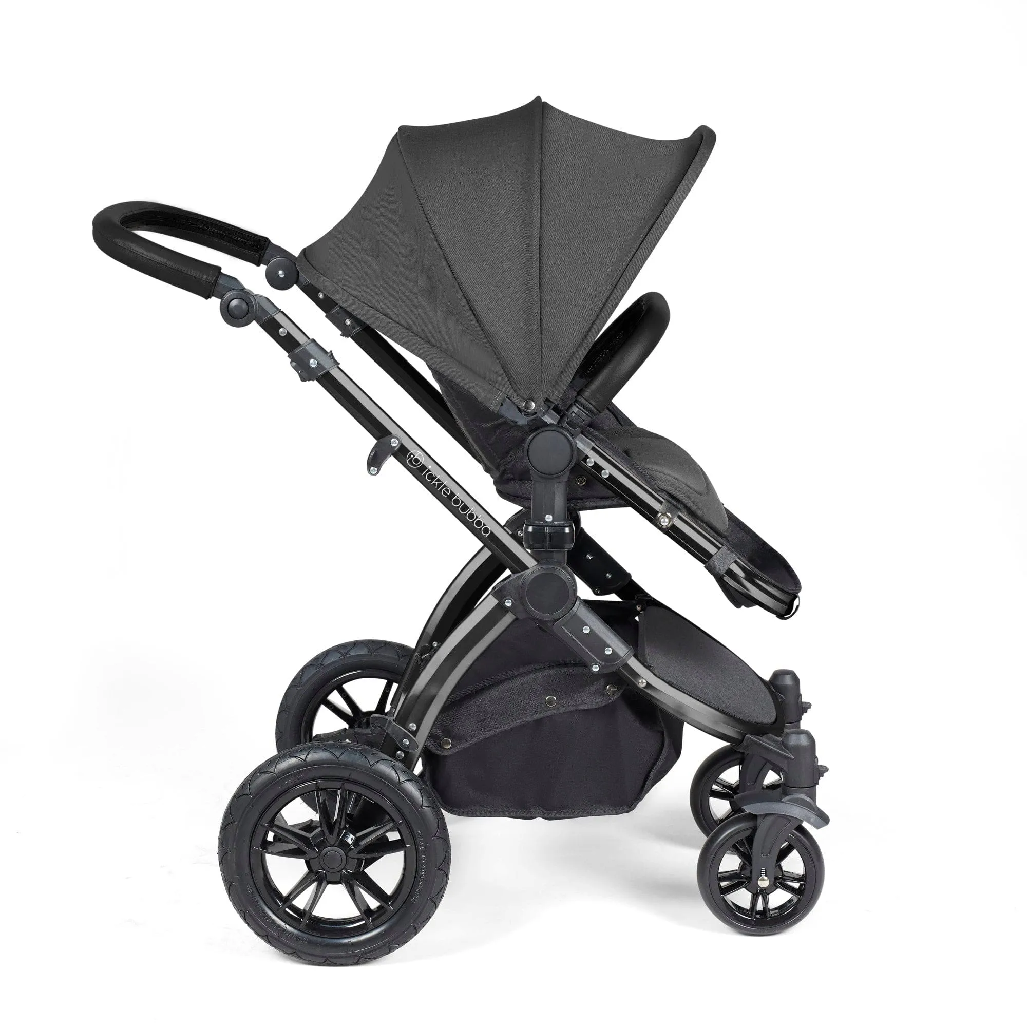 Ickle Bubba Stomp Luxe All-in-One I-Size Travel System With Isofix Base - Black / Charcoal Grey / Black