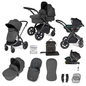 Ickle Bubba Stomp Luxe All-in-One I-Size Travel System With Isofix Base - Black / Charcoal Grey / Black