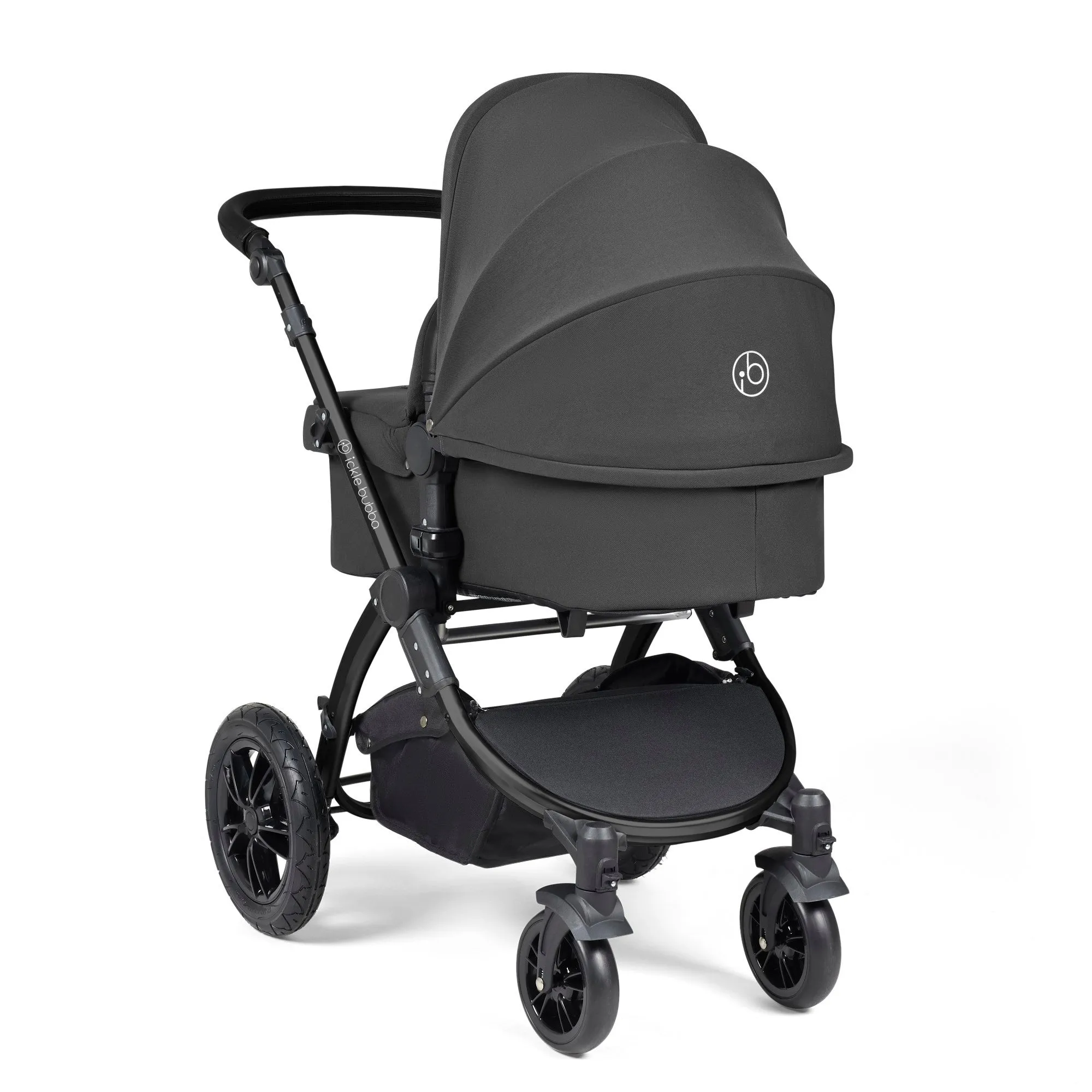 Ickle Bubba Stomp Luxe All-in-One I-Size Travel System With Isofix Base - Black / Charcoal Grey / Black