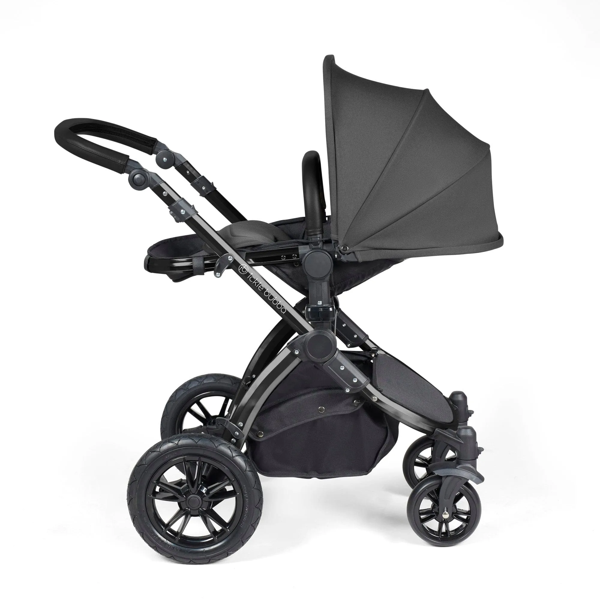 Ickle Bubba Stomp Luxe All-in-One I-Size Travel System With Isofix Base - Black / Charcoal Grey / Black