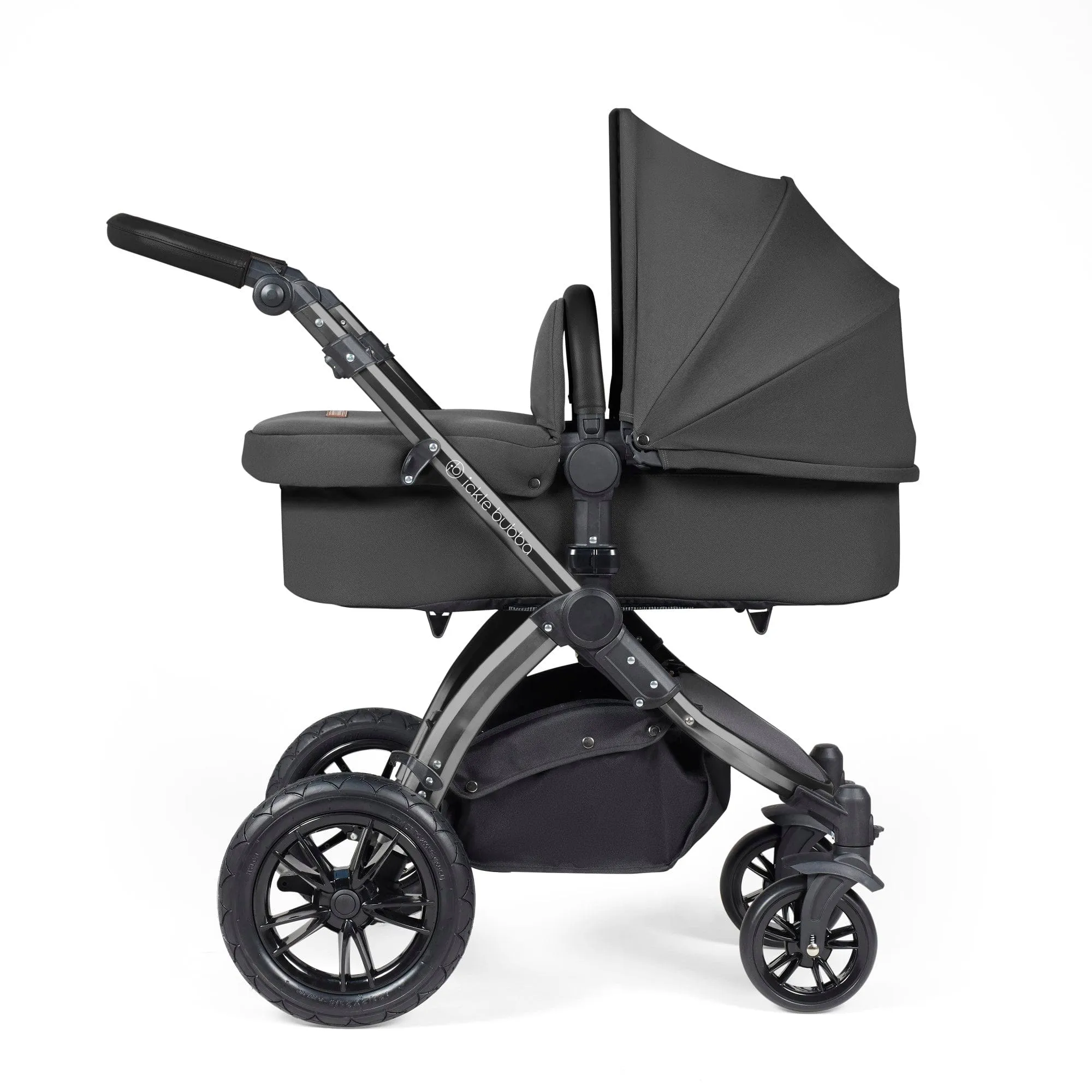 Ickle Bubba Stomp Luxe All-in-One I-Size Travel System With Isofix Base - Black / Charcoal Grey / Black