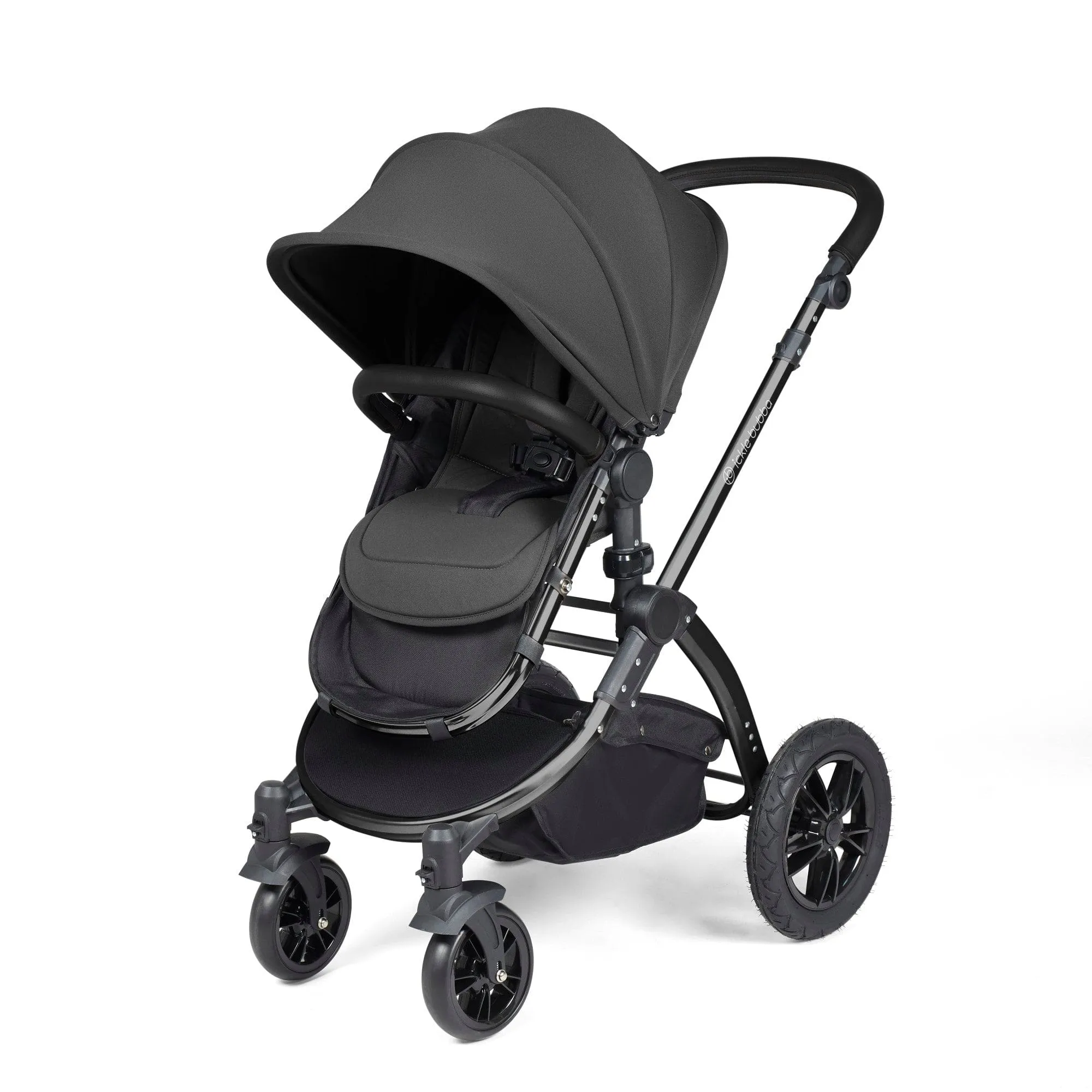 Ickle Bubba Stomp Luxe All-in-One I-Size Travel System With Isofix Base - Black / Charcoal Grey / Black