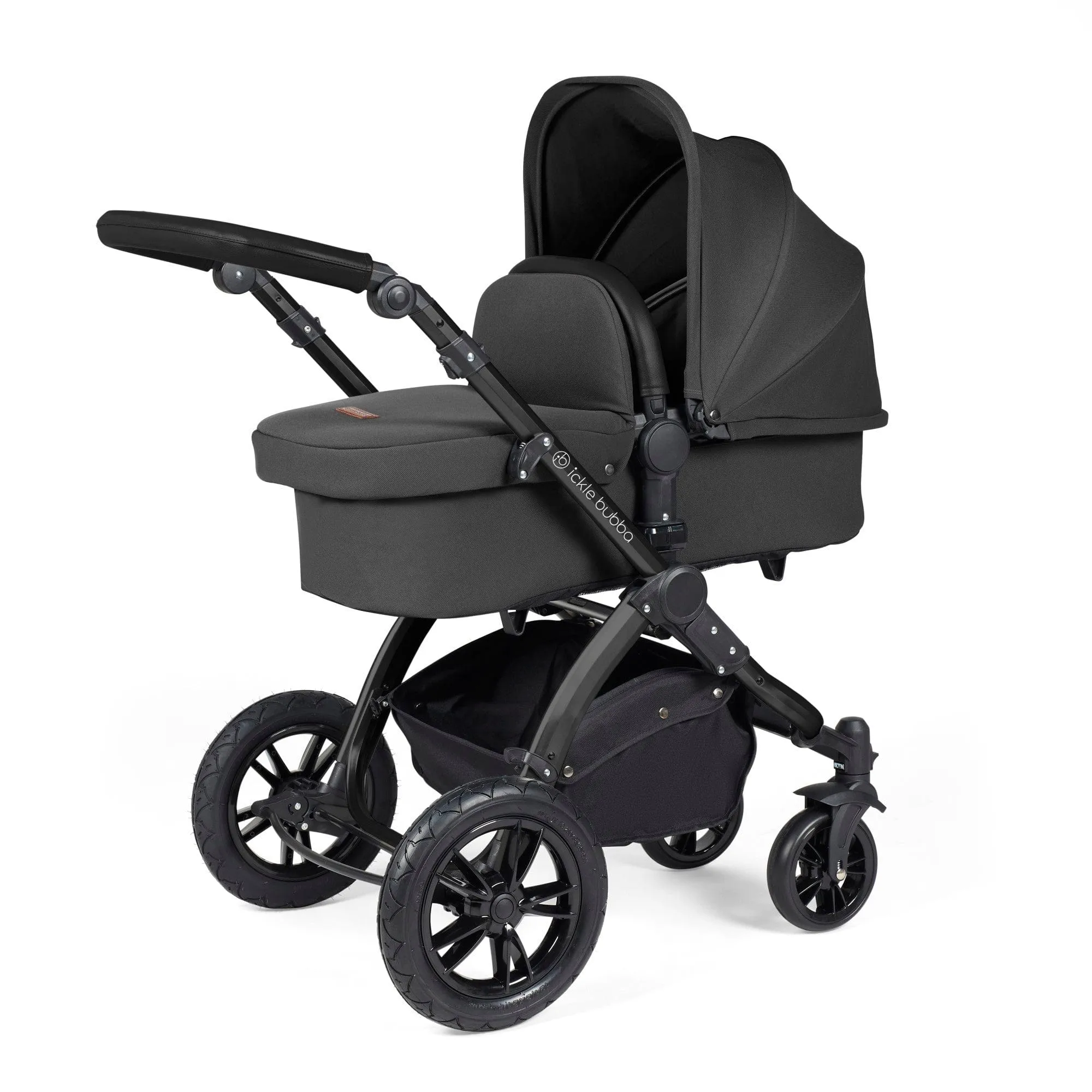 Ickle Bubba Stomp Luxe All-in-One I-Size Travel System With Isofix Base - Black / Charcoal Grey / Black