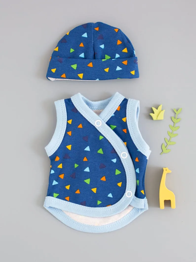 Incubator Vest & Round Hat Set, Triangle Drops