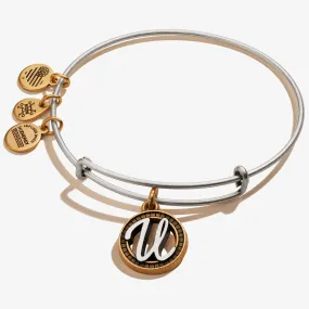 Initial U Charm Bangle, Two-Tone