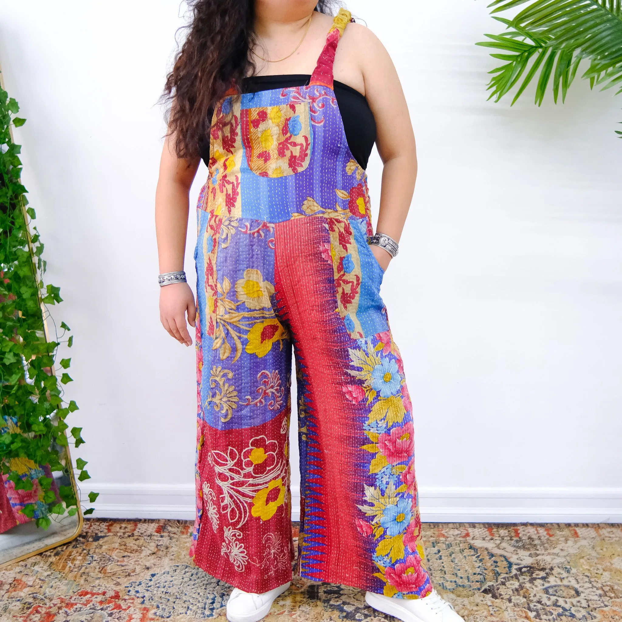 Kantha Wide Leg Jumpsuit with Pockets