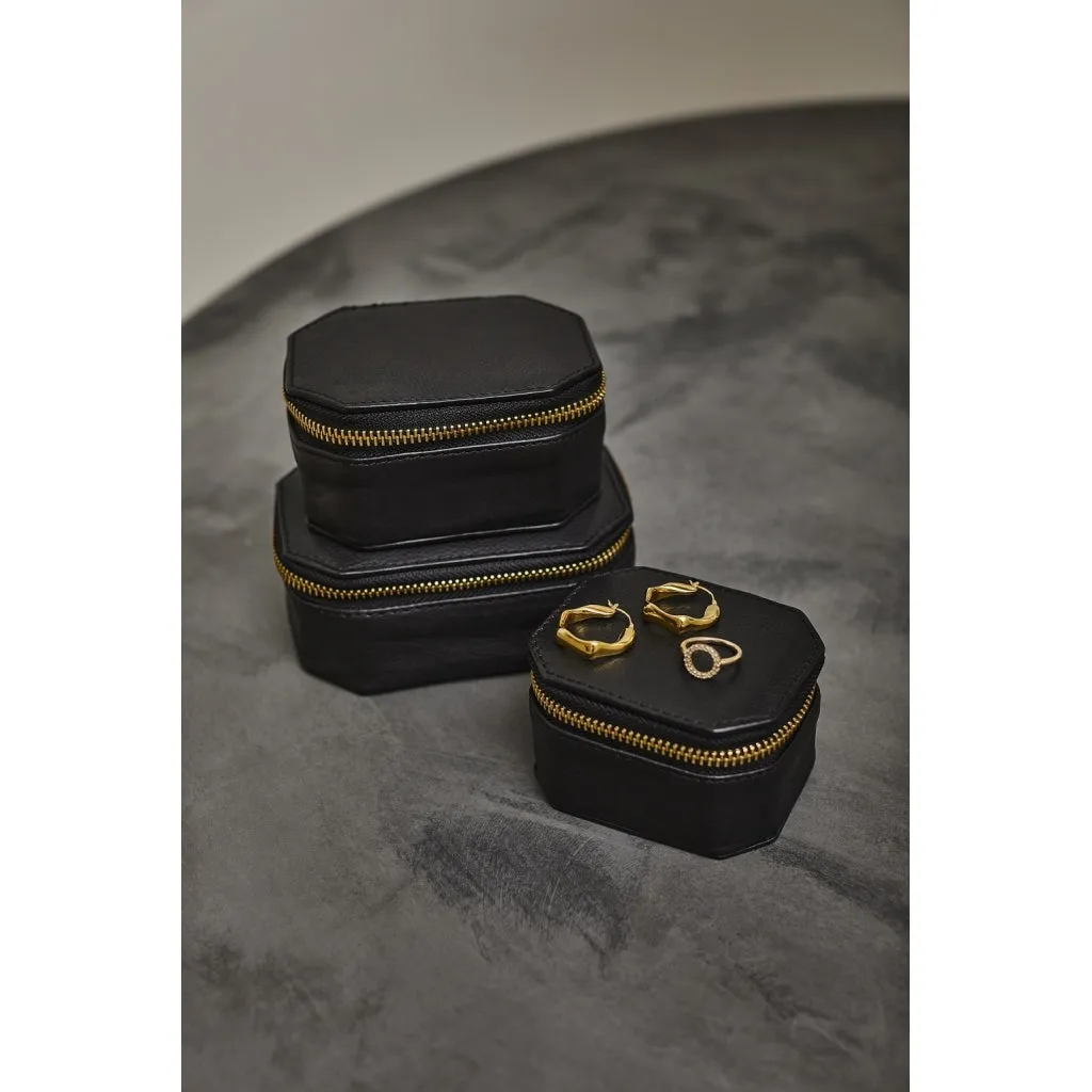 Large jewellery box in leather / 13040 - Black (Nero)