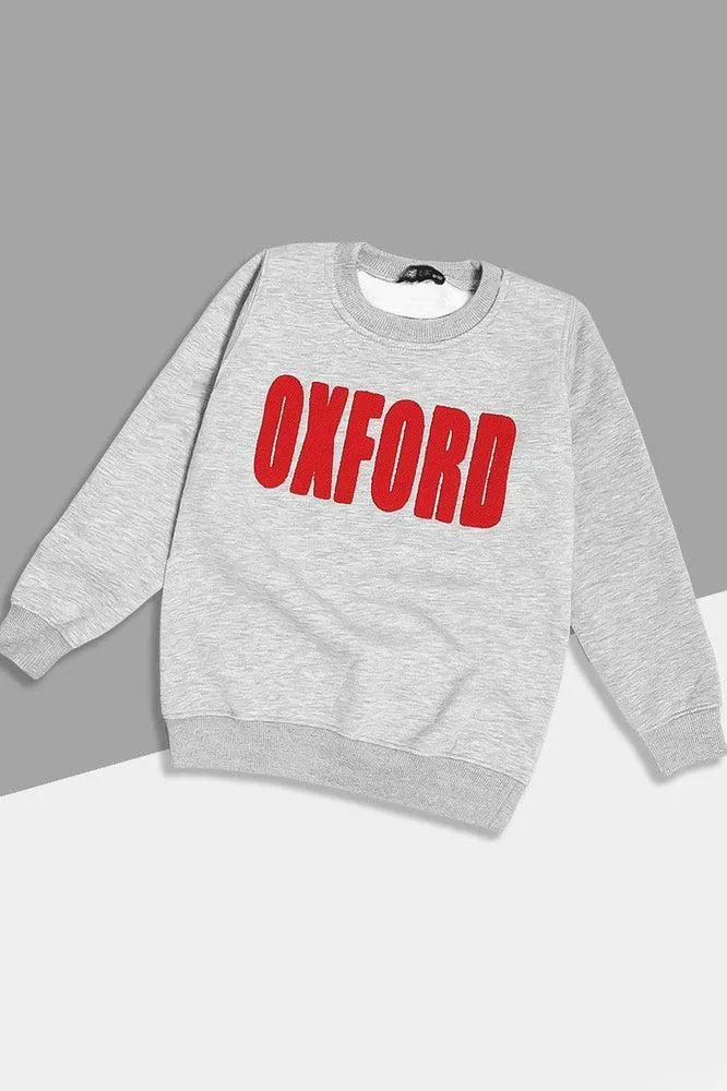 Light Grey Raised Oxford Slogan Kids Sweatshirt