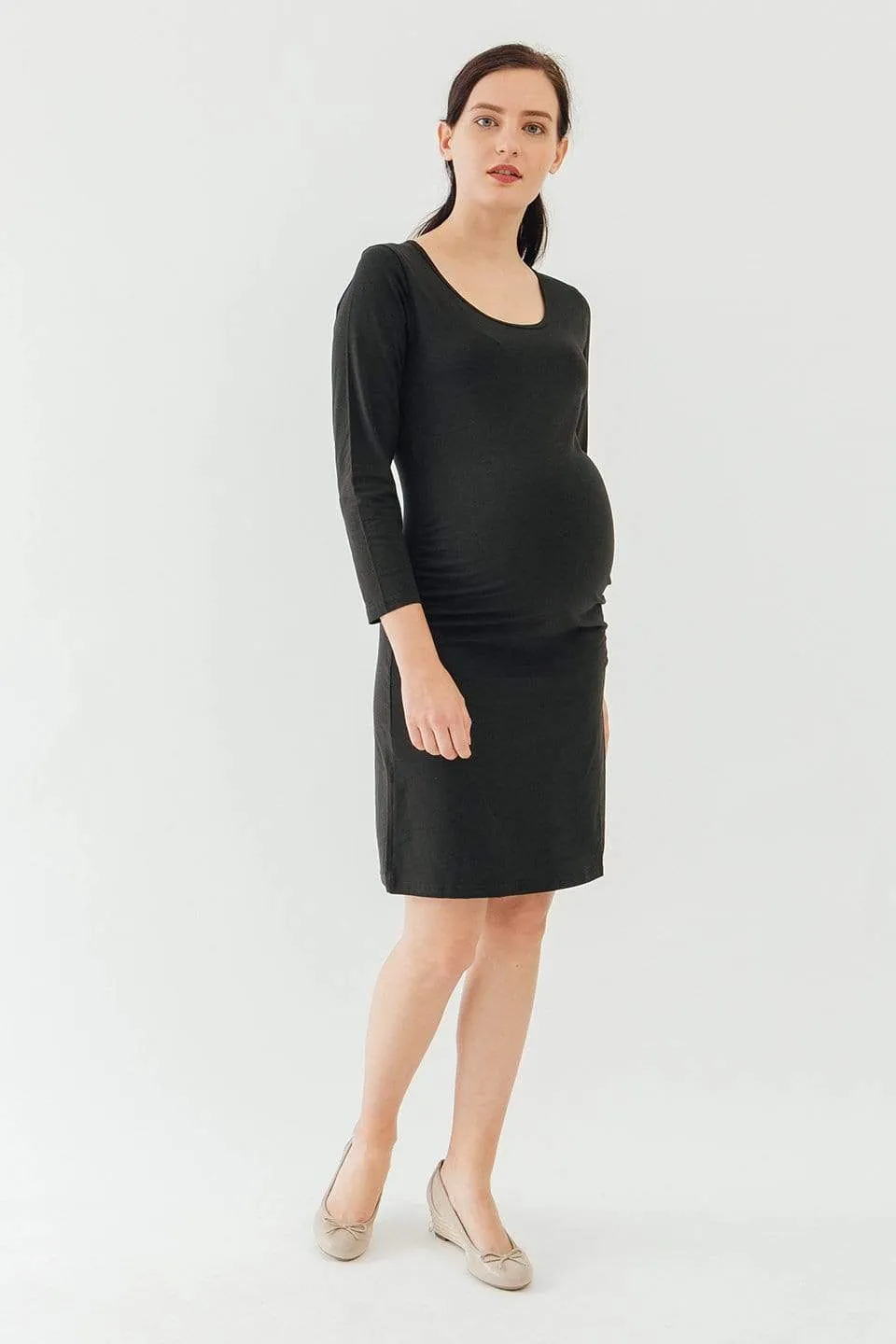 Long Sleeve Charmaine Round Neck Mozzie Dress Black