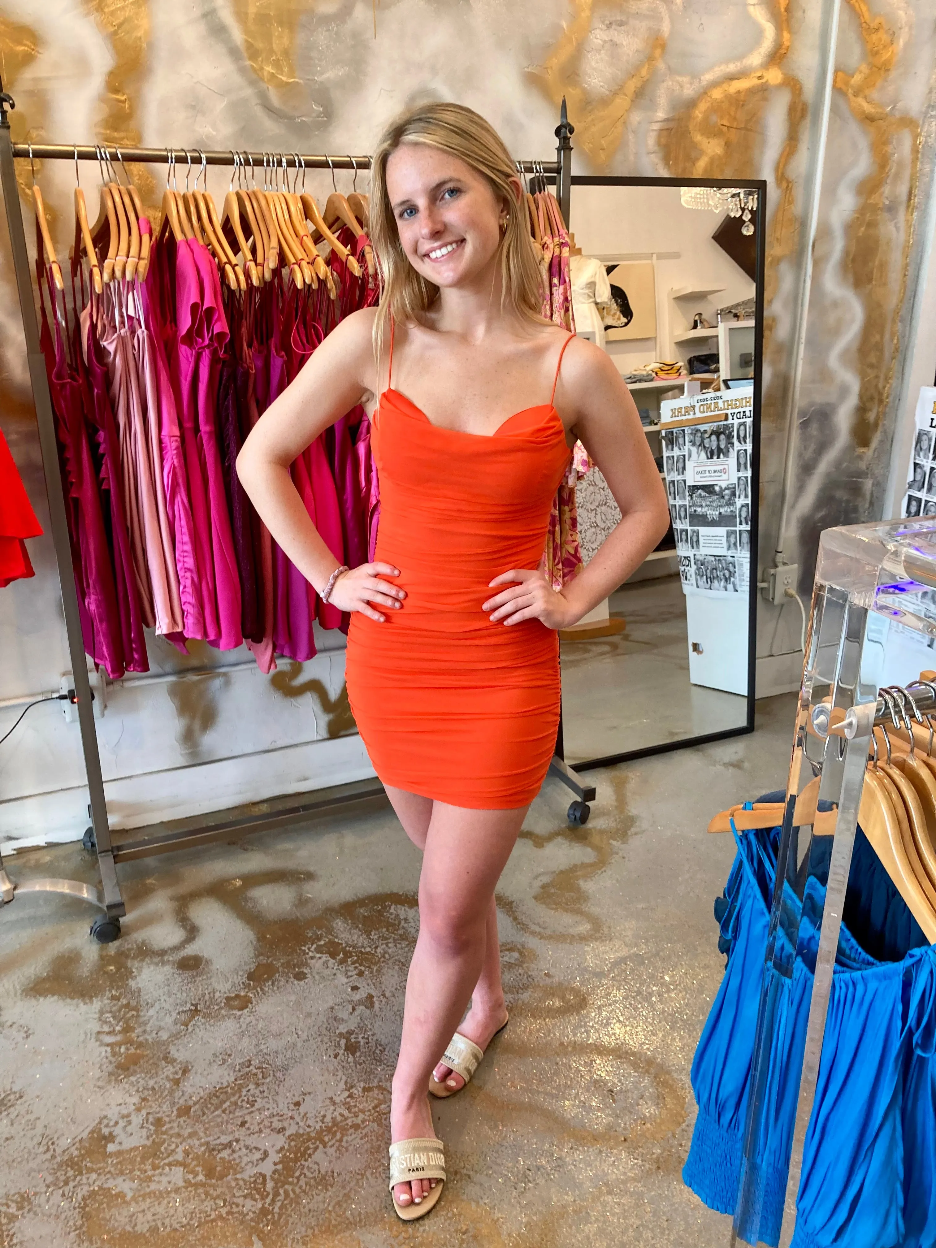 Lovely open back bar style dress - orange