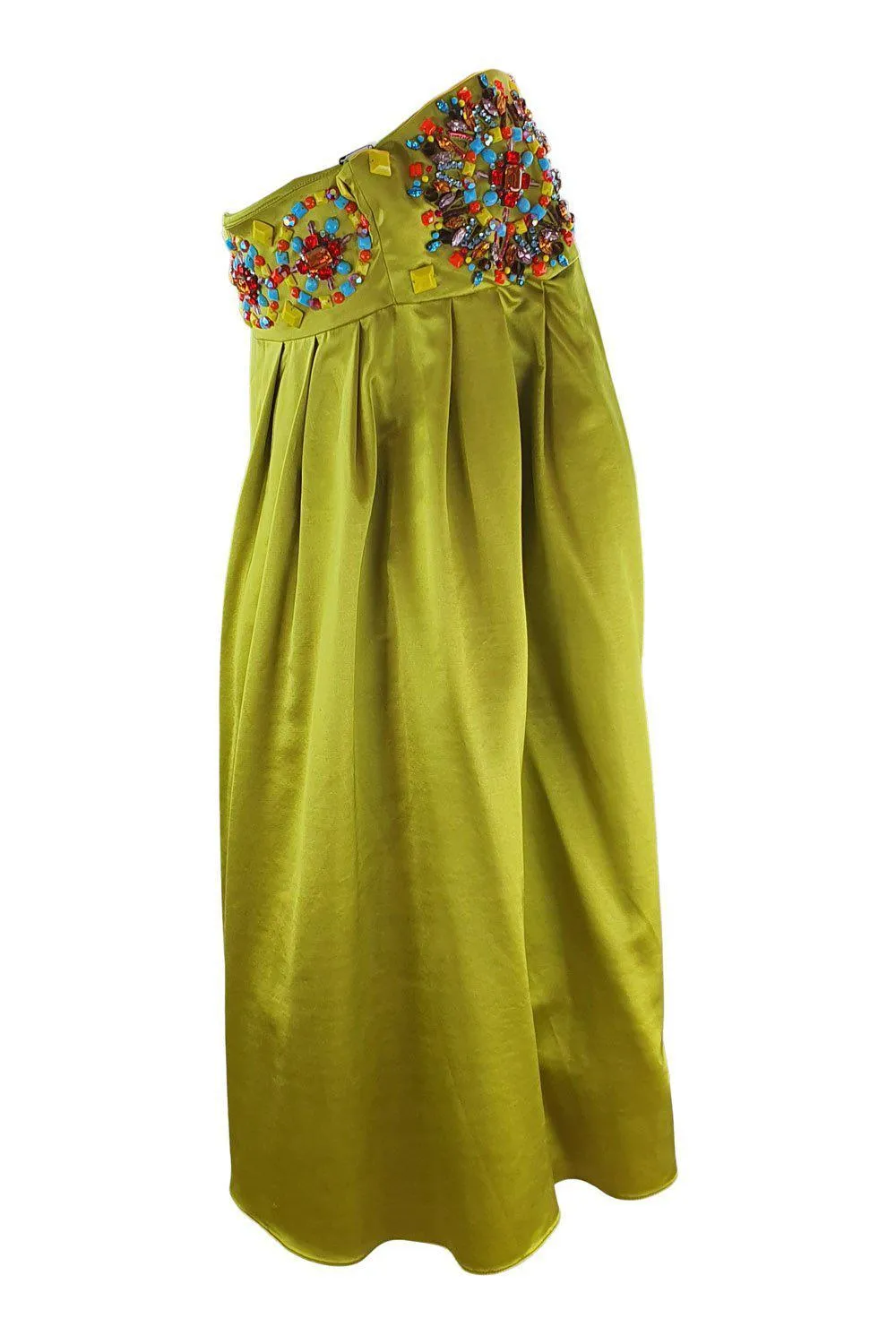 MATTHEW WILLIAMSON Lime Green Empire Line Midi Dress (12)