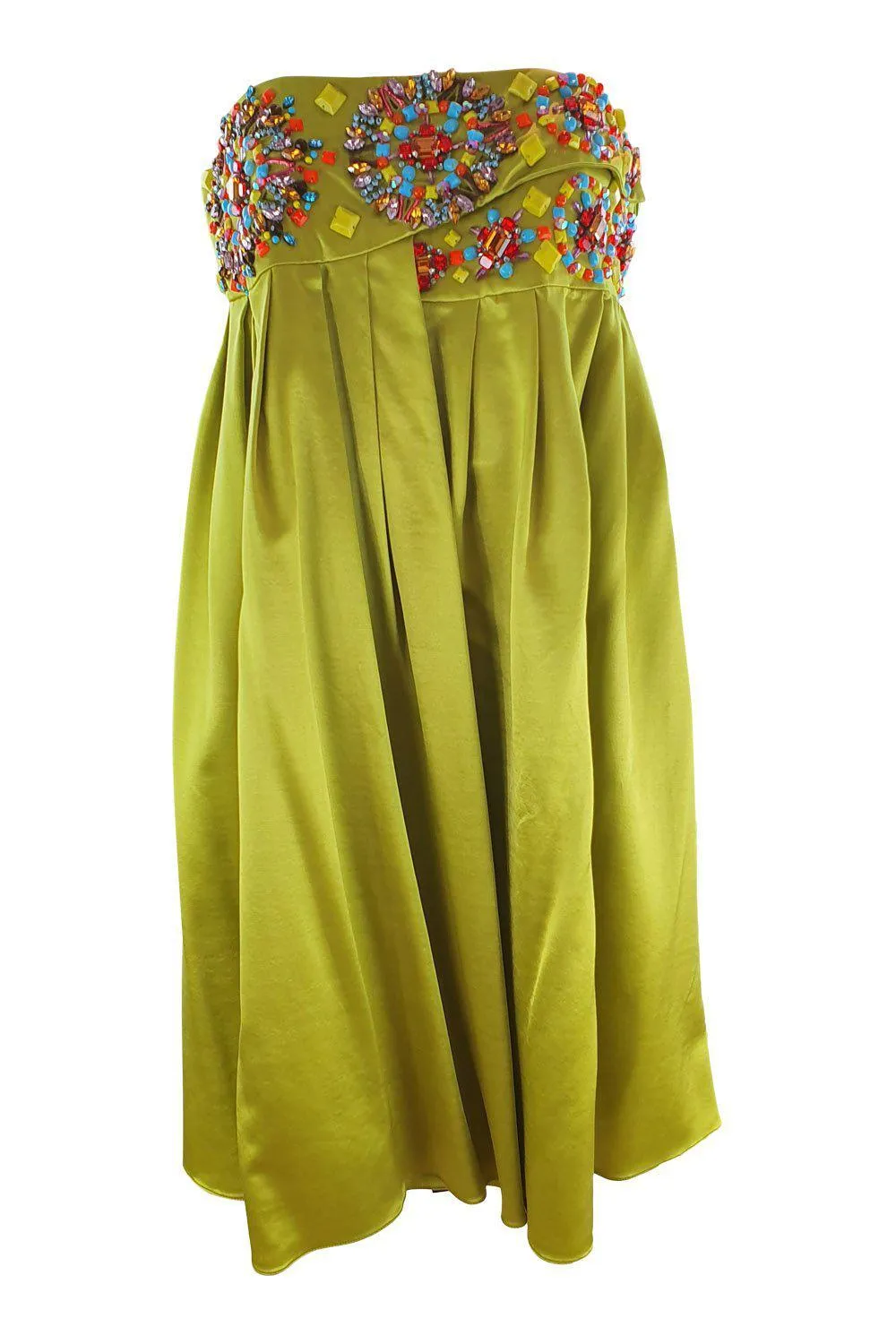 MATTHEW WILLIAMSON Lime Green Empire Line Midi Dress (12)