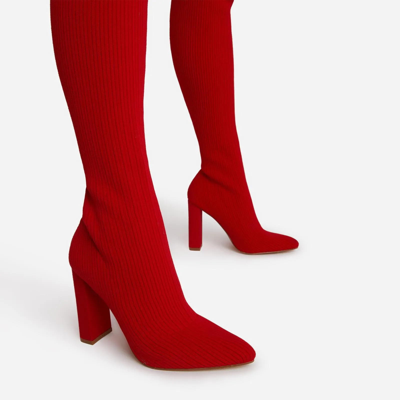 Melrose Thigh High Knit Boot - Red