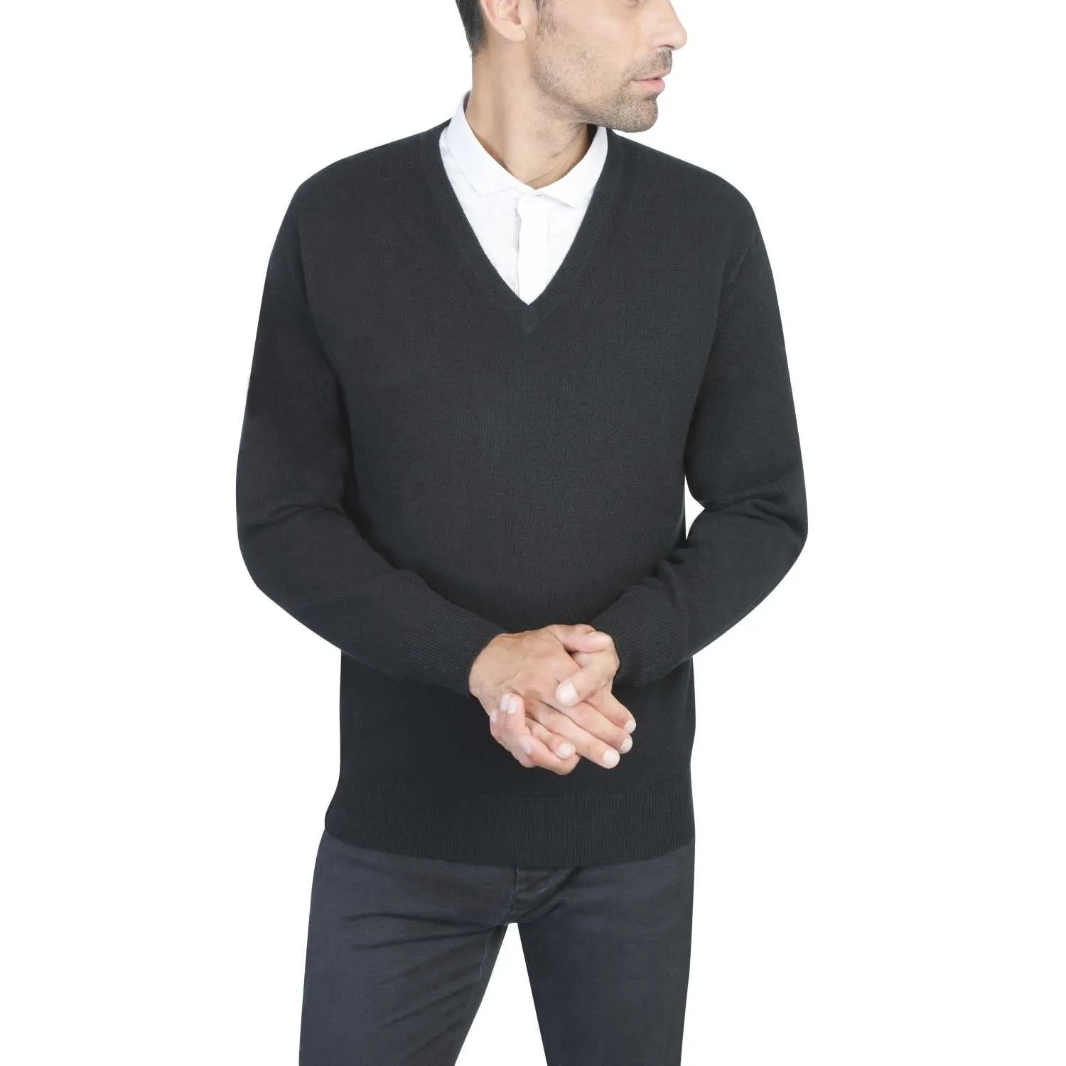 Mens Cashmere V Neck Jumper