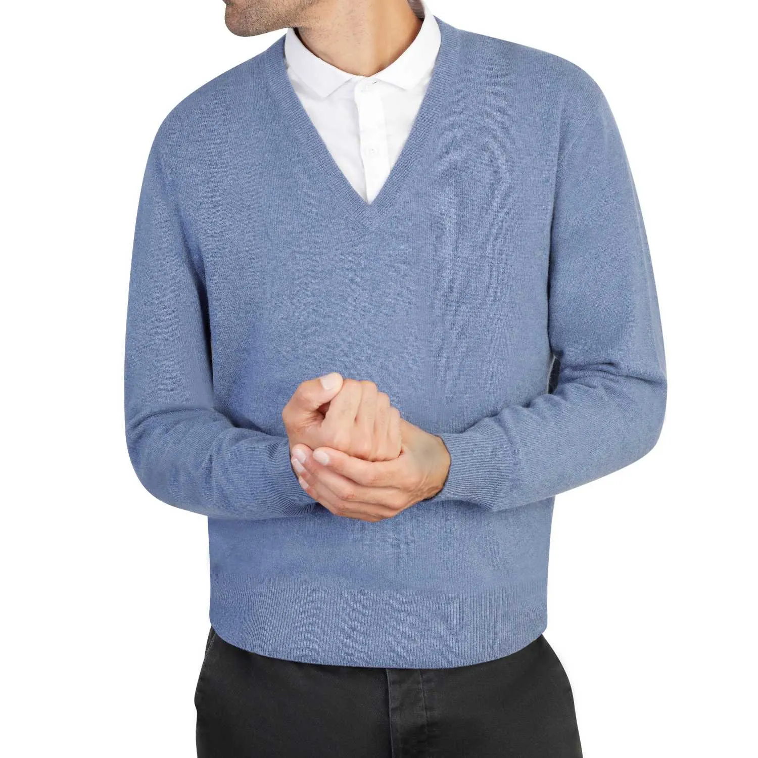 Mens Cashmere V Neck Jumper