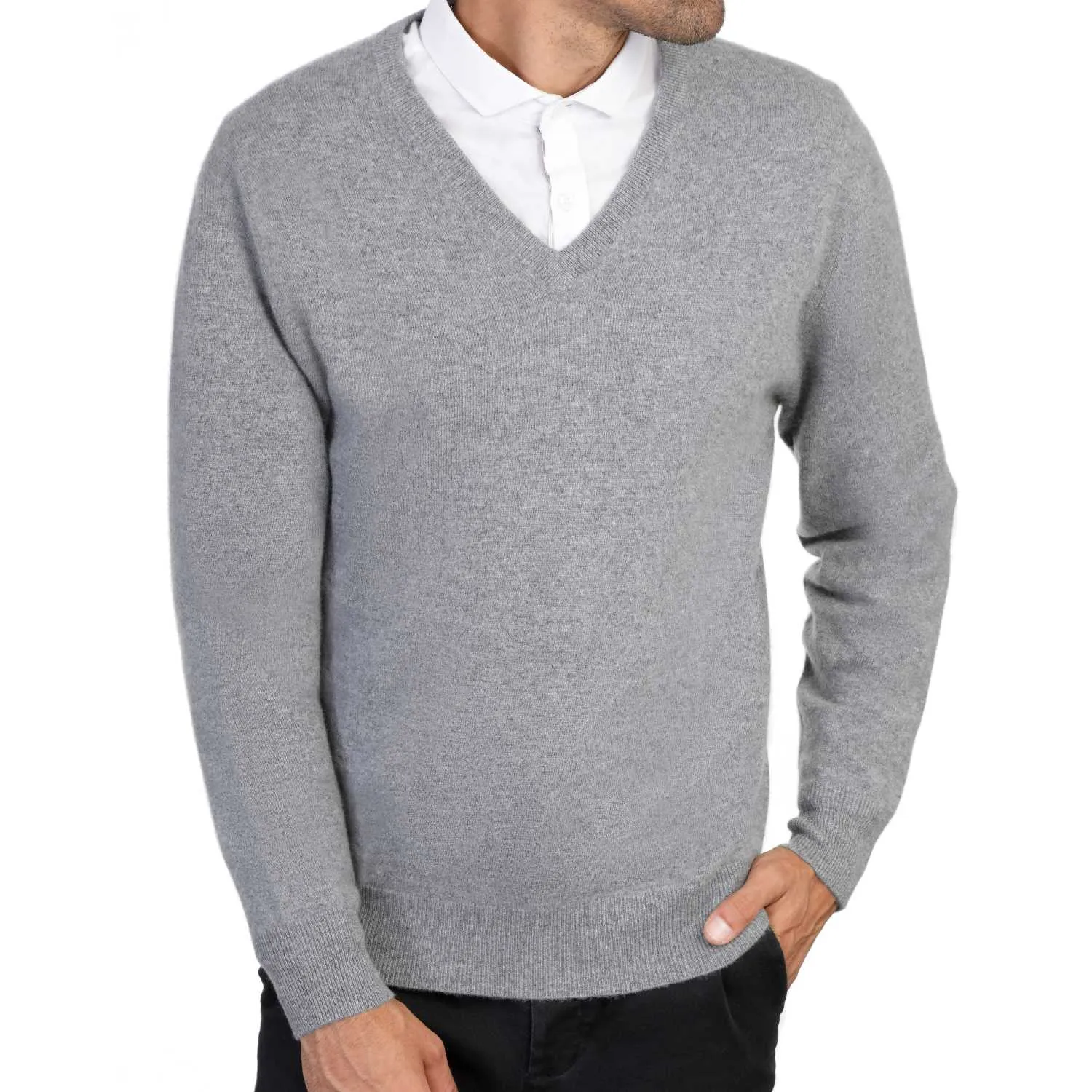 Mens Cashmere V Neck Jumper