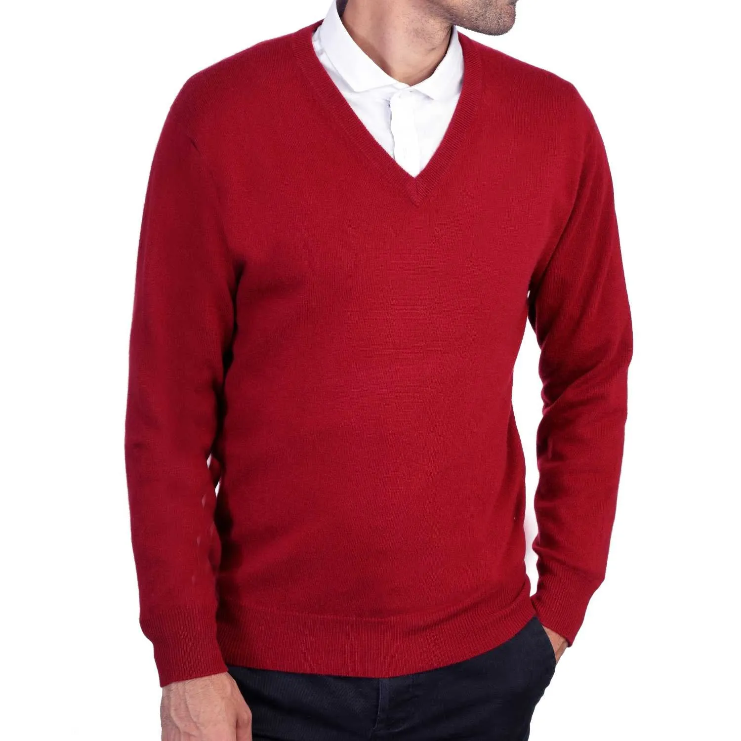 Mens Cashmere V Neck Jumper