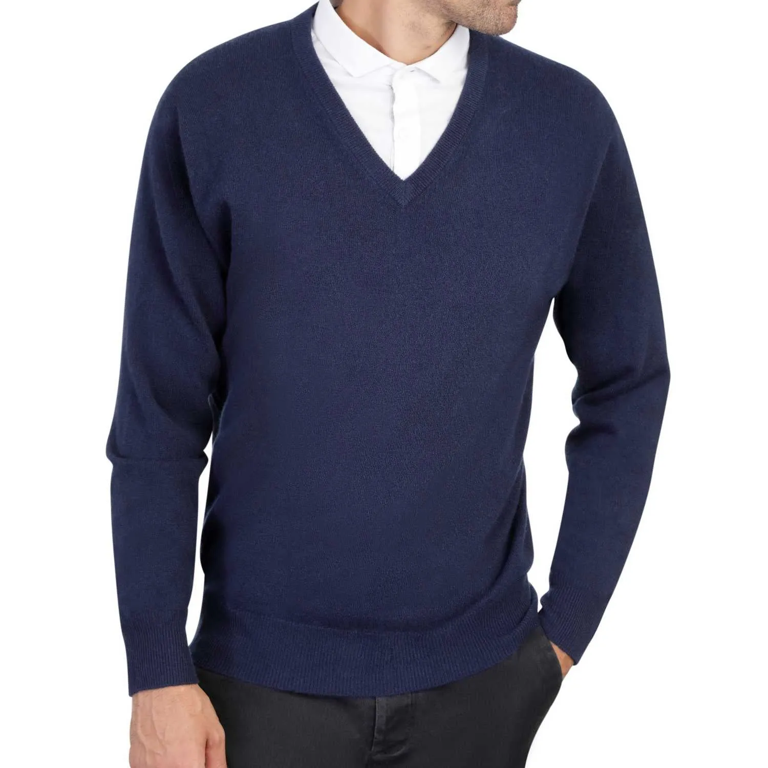 Mens Cashmere V Neck Jumper