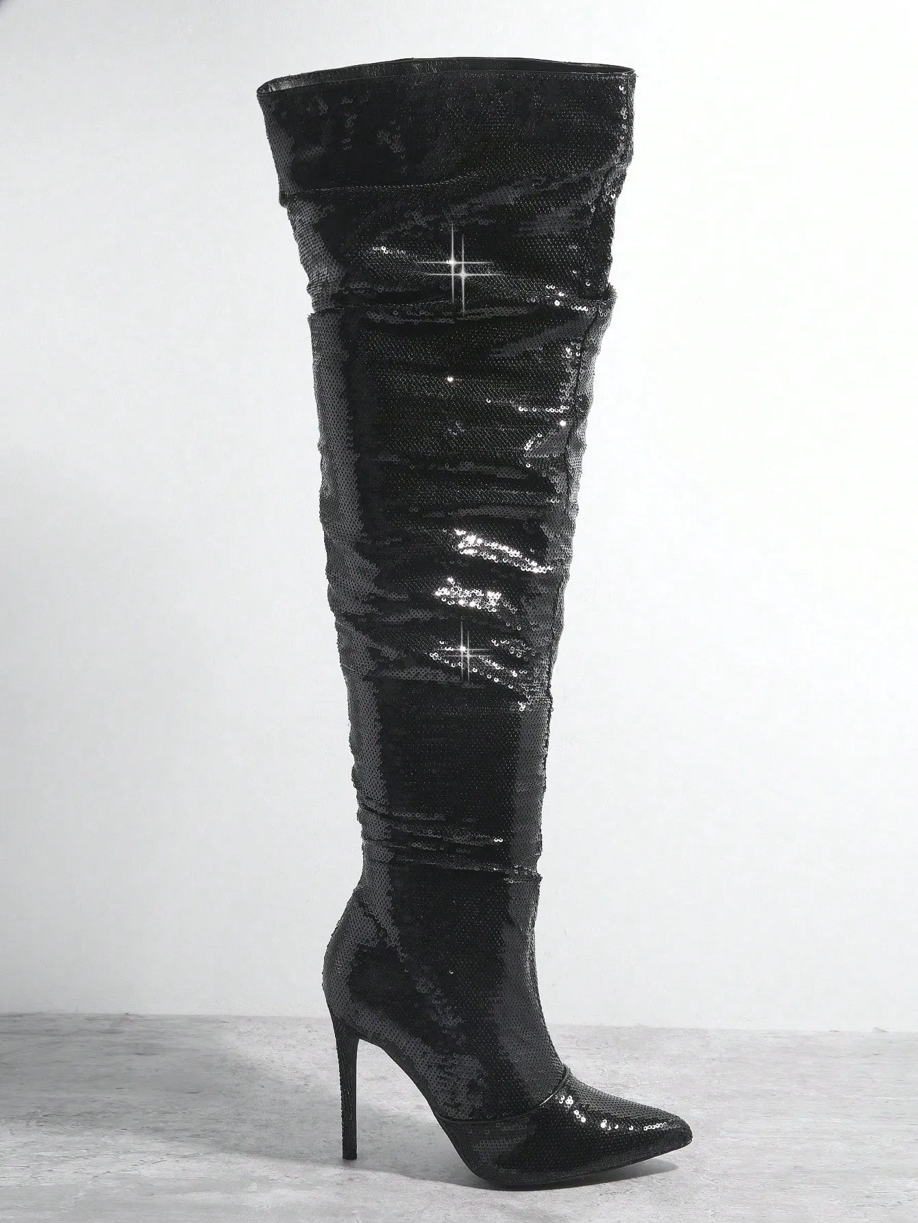 Metallic Pointy Toe Stiletto Heeled Boots