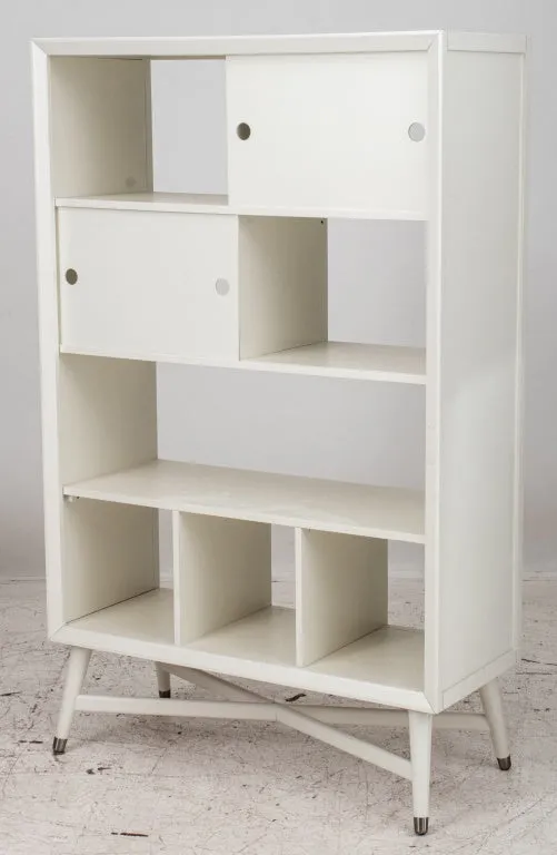 Mid-Century Style White Lacquered Bookcase