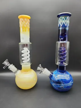 Milky Fade Water Pipe w/ Coil Perc | 11.75 |14mm