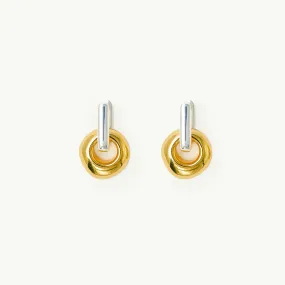 MINI BLOQ WITH PEBBLE EARRINGS GOLD