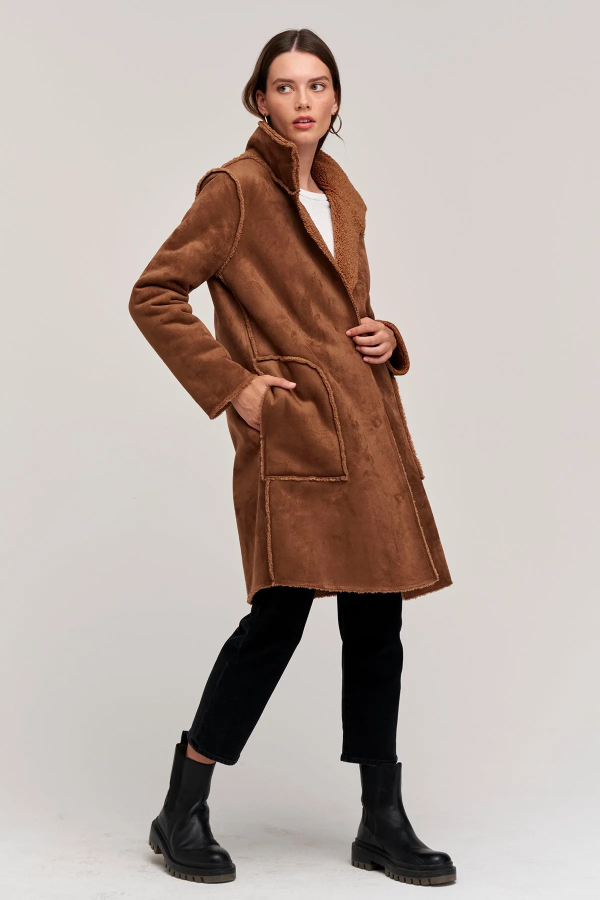 MIRABEL FAUX LUX SHERPA REVERSIBLE COAT