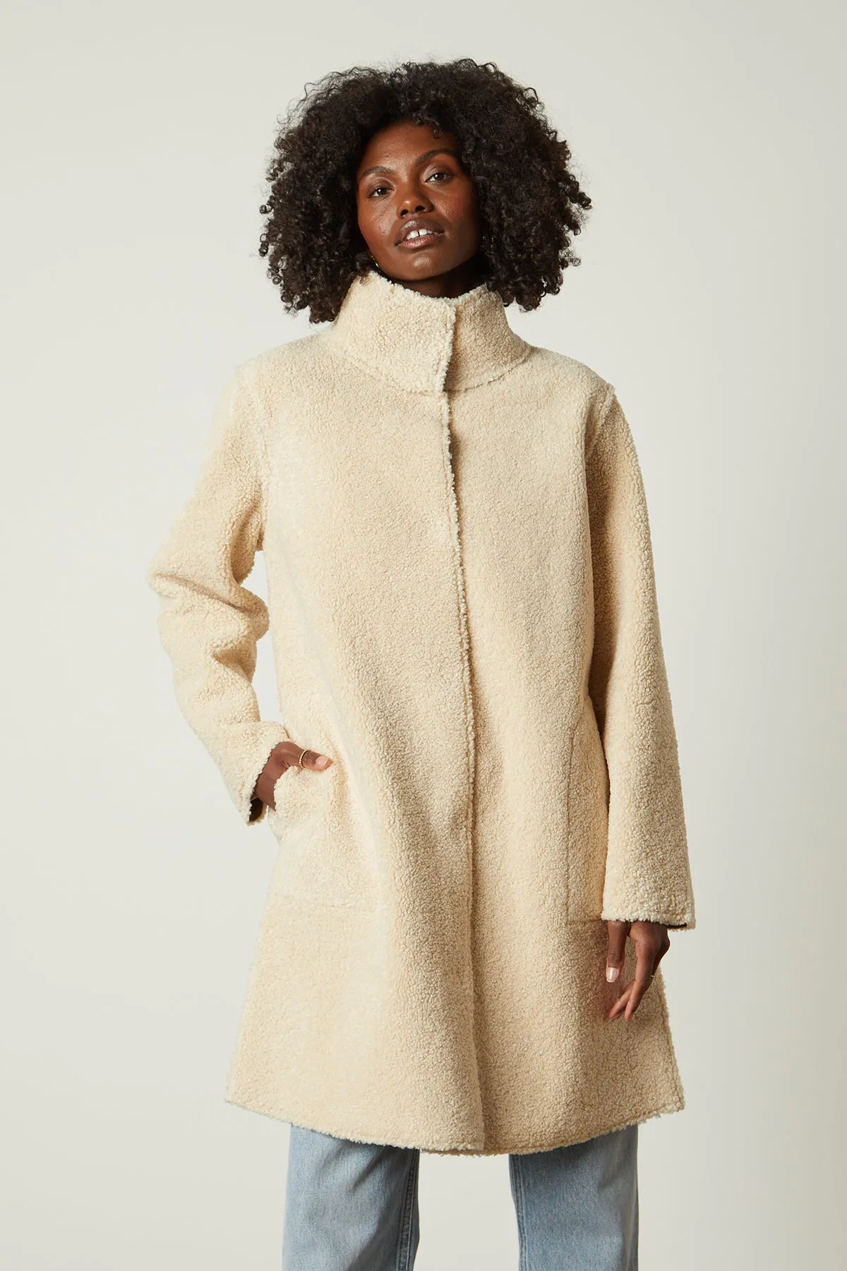 MIRABEL FAUX LUX SHERPA REVERSIBLE COAT