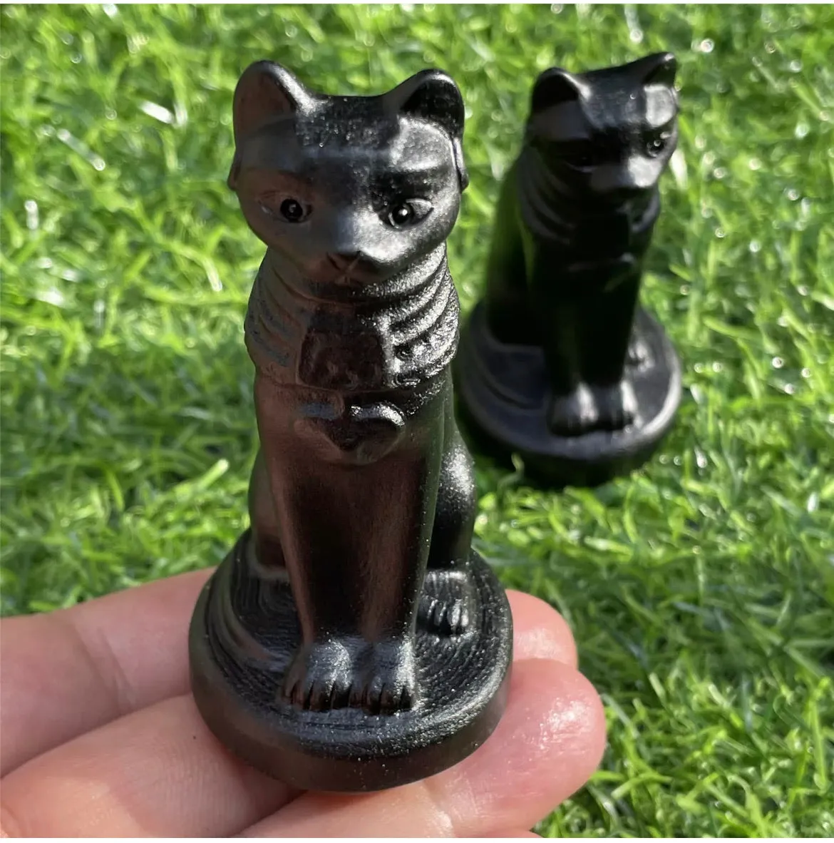 Natural Egyptian black obsidian Egyptian cat  1PC