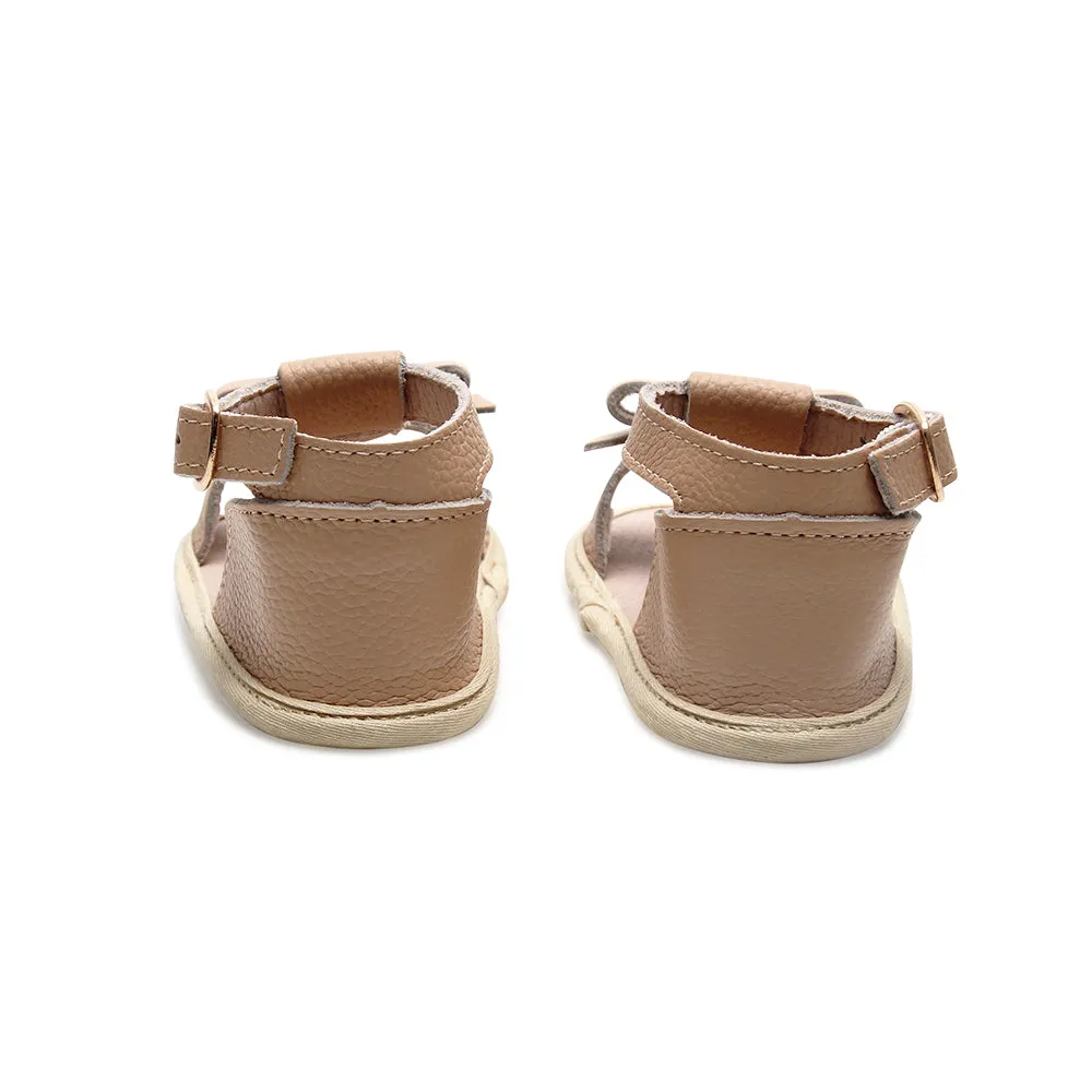 Pale Pecan Leather Baby Bow Sandal