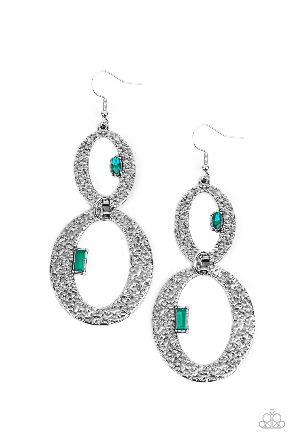 Paparazzi Earring ~ OVAL and OVAL Again - Green