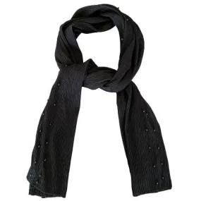 Pearl Crinkle Micro Pleats Chiffon Hijab - Black