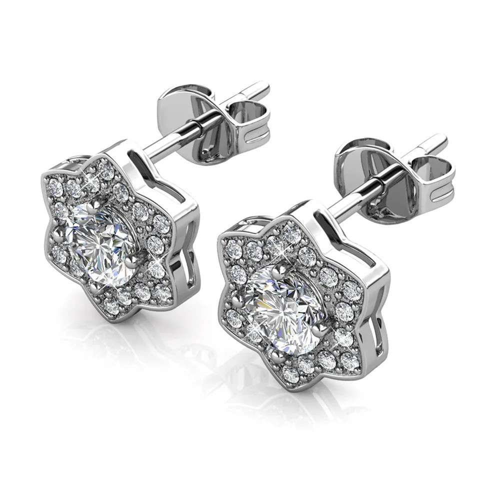 Poppy 18k White Gold Plated Swarovski Stud Earrings