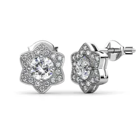 Poppy 18k White Gold Plated Swarovski Stud Earrings